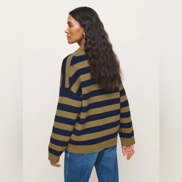 Reformation Brooklyn cotton striped polo sweater NWT XS - Picture 2 of 8